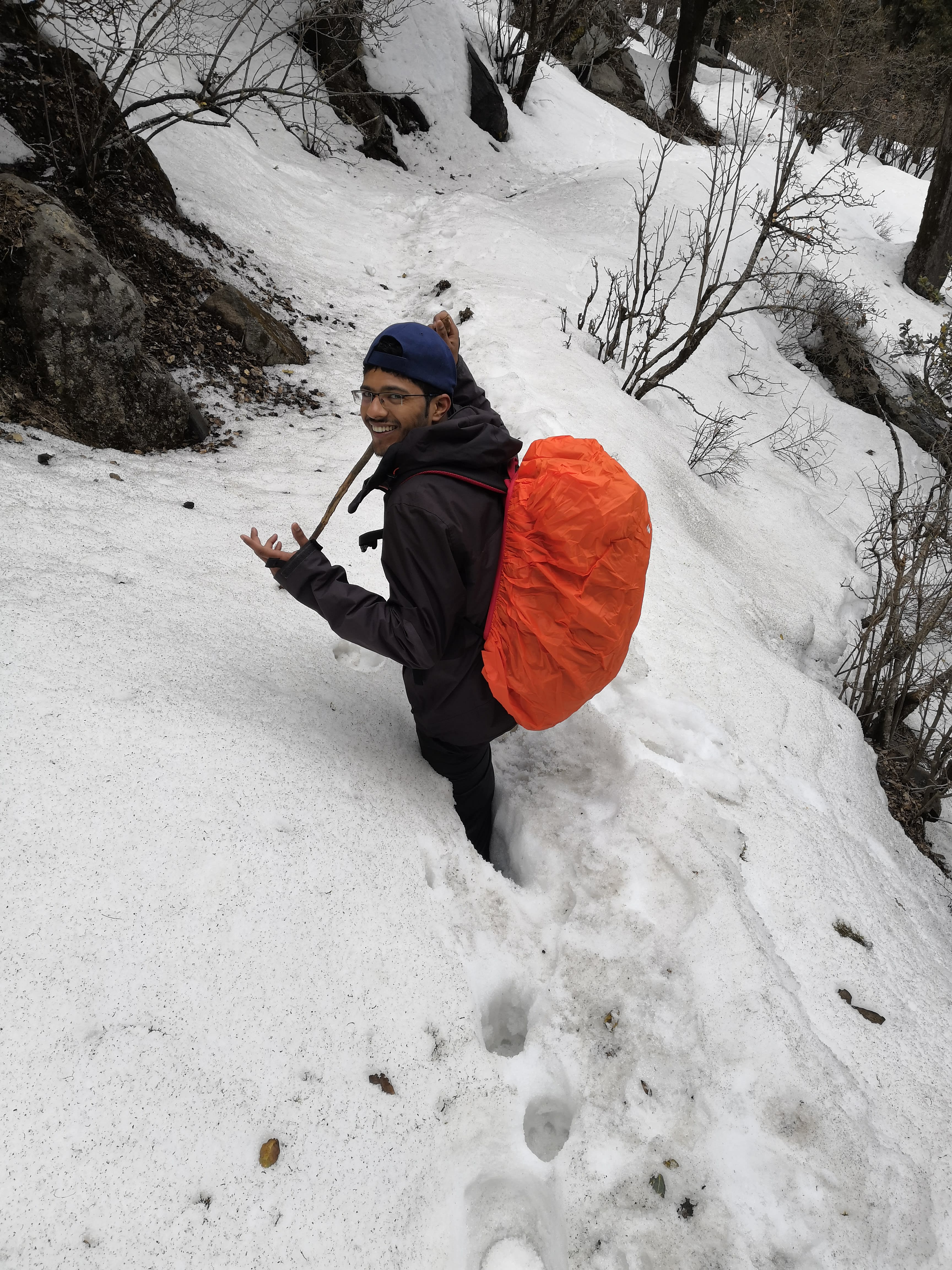 Falling in thick snow